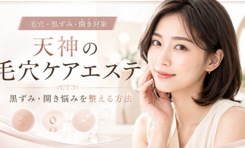 天神の毛穴ケアエステで黒ずみ・開き悩みを整えたい女性へ、肌に合うケアとサロン選びの大切さを上品に表現したアイキャッチ画像